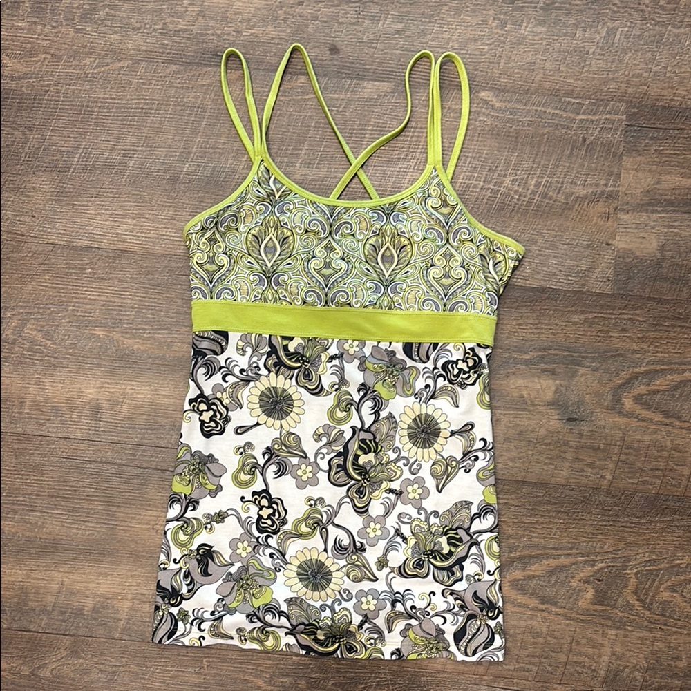 PRANA Stylish strappy Women's Green, Grey and Black Paisley Top Large
